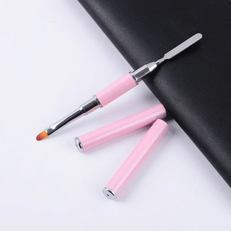 Nail Acrylic Brush Dual Head Art Drawing Pen Stainless Steel UV Gel Extension Gradient Painting Removal Spatula Stick | Красота и