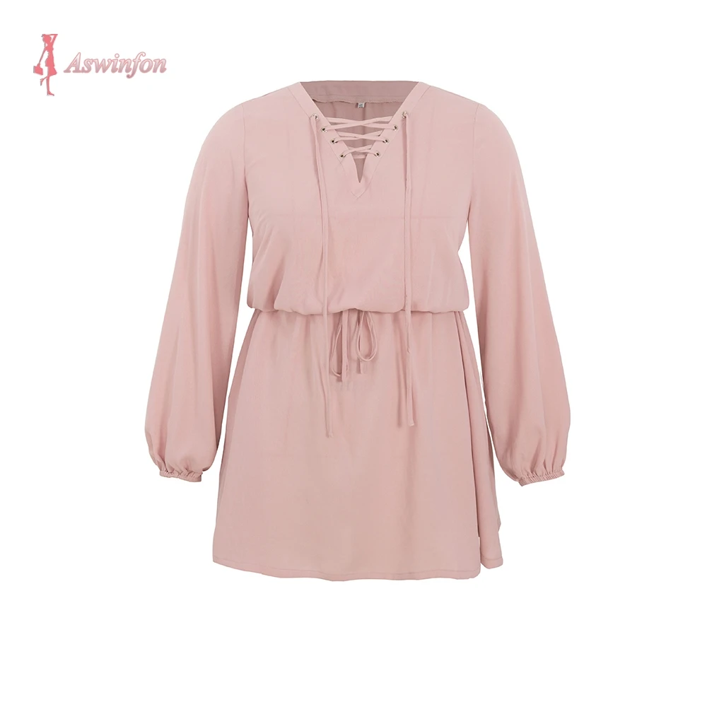 Женское платье миди с длинным рукавом и V образным вырезом|Женские платья| |