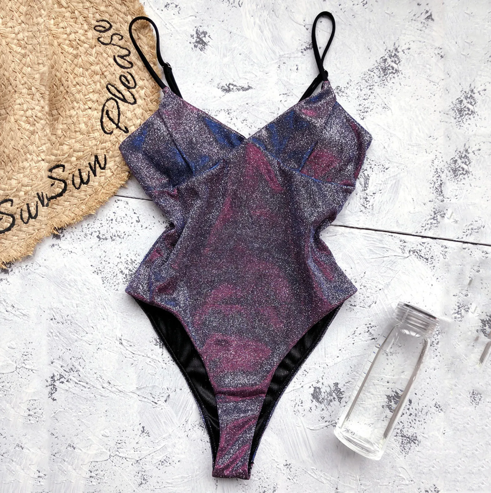 

Women Sexy Solid Push Up High Cut Lace Halter Bikini Set One Piece Swimwear Special Material Simple Solid Sexy Bathing Suits