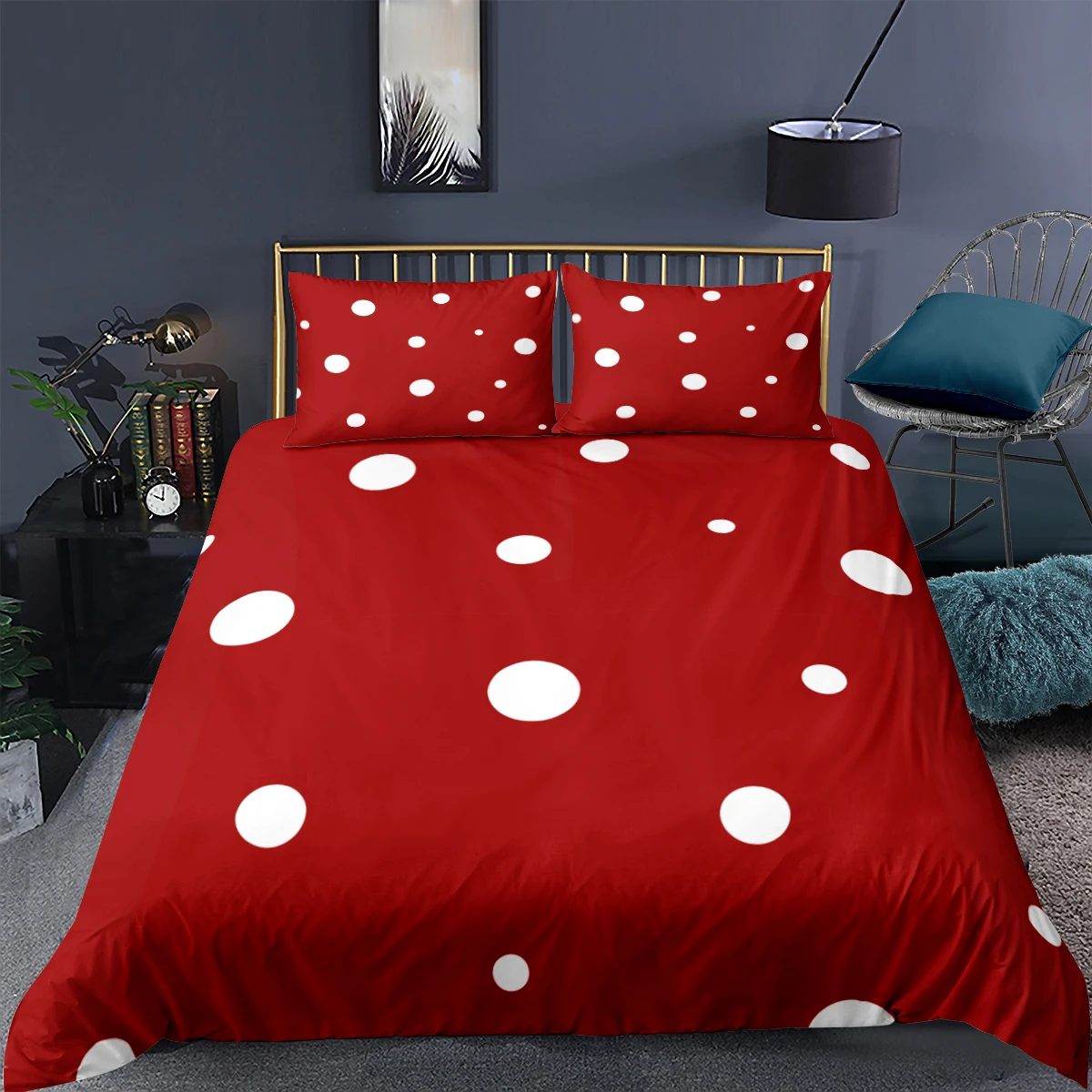

3d Wave Point Bedding Set Red Home Textiles Single Double Queen King Size Quilt Covers With Pillowcase Geometric Duvet Cover Set