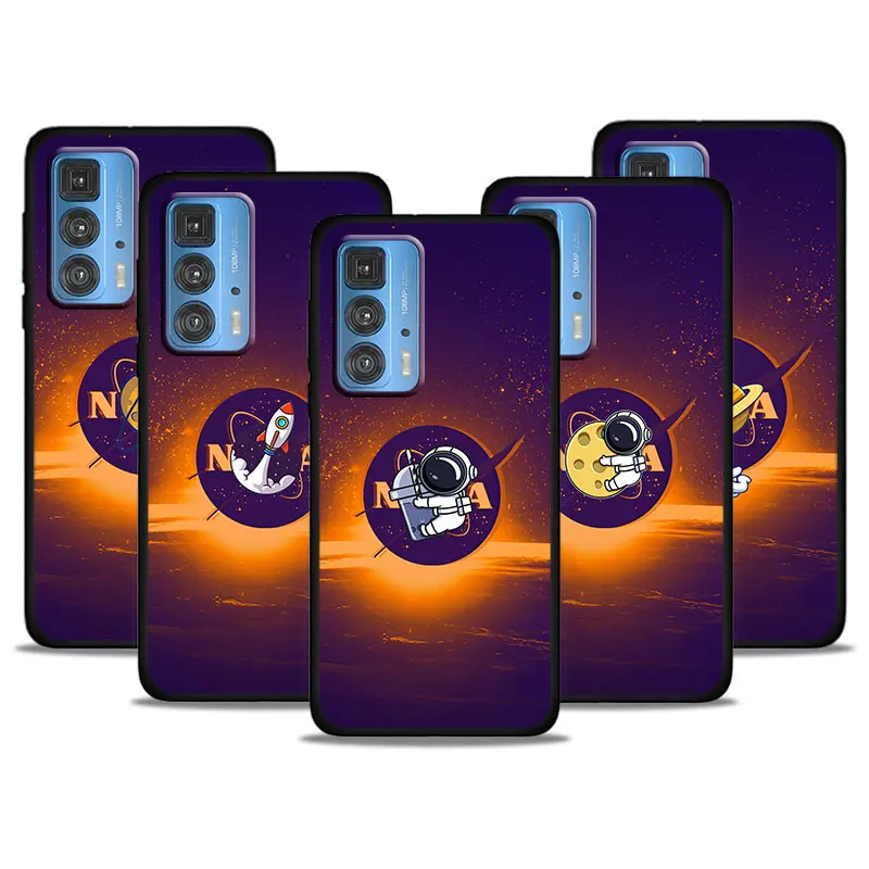 

Astronaut Cute universe Soft Shockproof Black Phone Case For Motorola Edge S 20 Pro Lite 2021 G60 G40 E20 Power Fusion