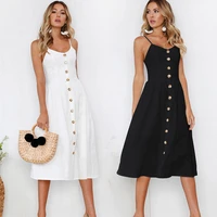 zogaa fashion sexy sleeveless backelss summer dress casual dress spaghetti strap dresses button midi sundress