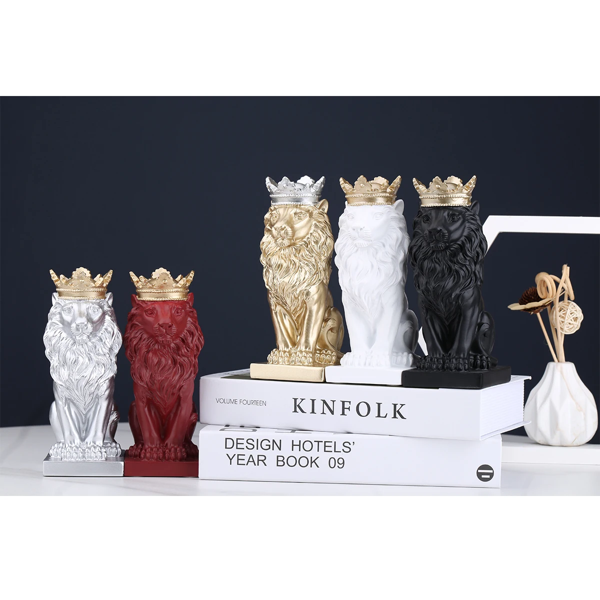 Lion Statue Resin Crown Sculpture Nordic Home Office Bar Decor Decoration Accessories Crafts Ornaments Animal Art Gift | Дом и сад