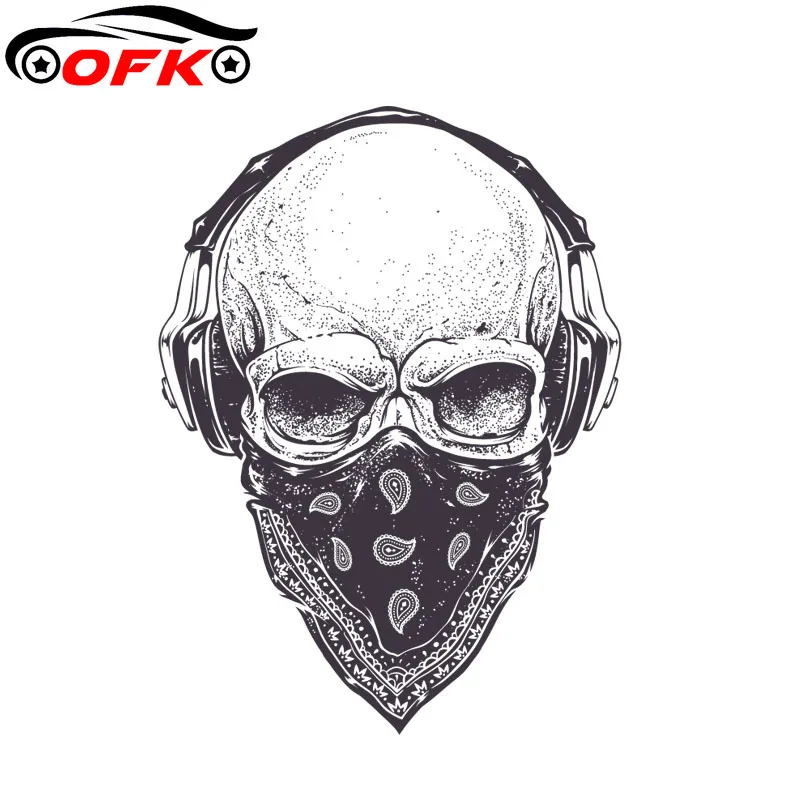 

Car Accessories Motorcycle Decal Trend Headset Skull Creative Sticker 15.7CM *11.5CM
