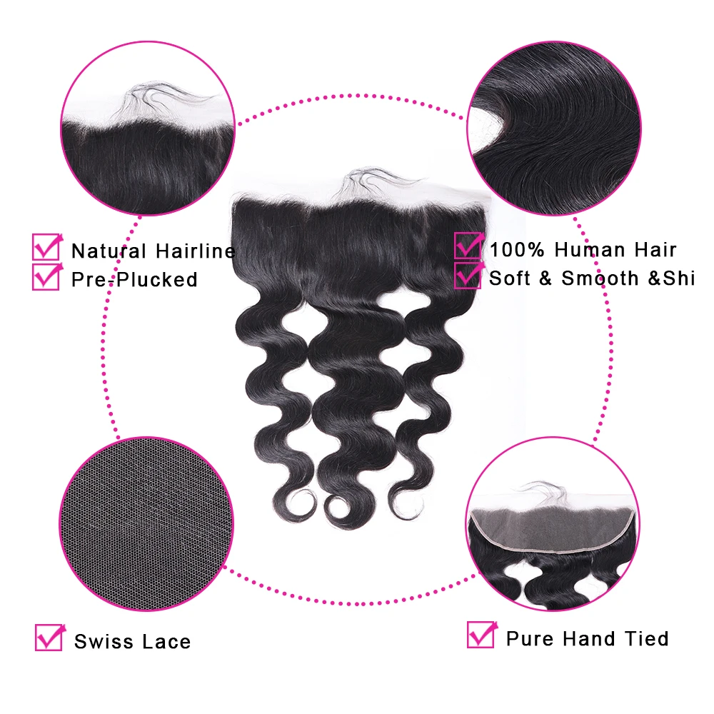 Wigmy бразильские волнистые 3 пряди с фронтальной волнистой кружевной застежкой