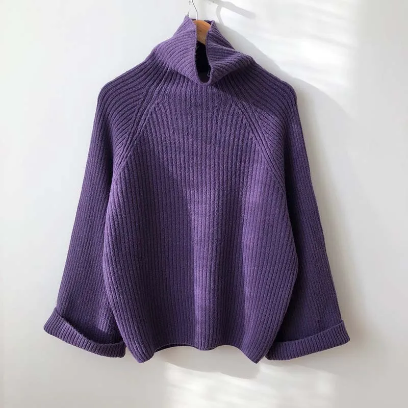 CamKemsey Winter Women Harajuku Knitted Sweaters Autumn Lazy Loose Thicken Turtleneck Sweaters And Pullovers