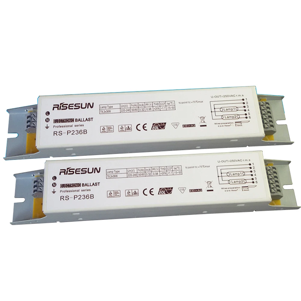 Электронный балласт rimesun 2 шт./упаковка для белых ламп 220 В 2x36 Вт УФ лампа