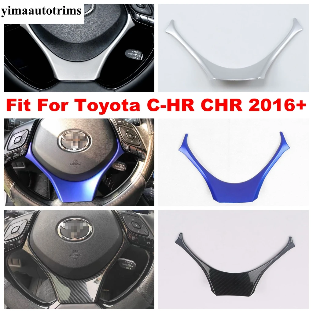 

Car Carbon Fiber Look / Matte / Blue Steering Wheel Decor Frame U Strip Cover Trim Accessories For Toyota C-HR CHR 2016 - 2022