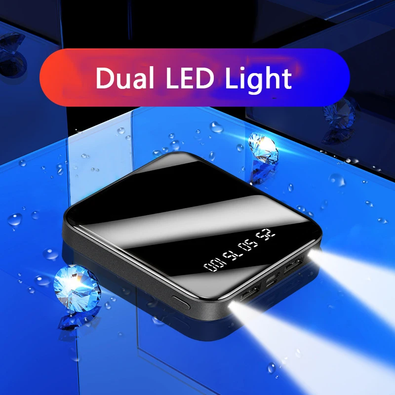 Power Bank 20000mAh мини панель солнечных батарей повербанк Зеркало экран Портативное