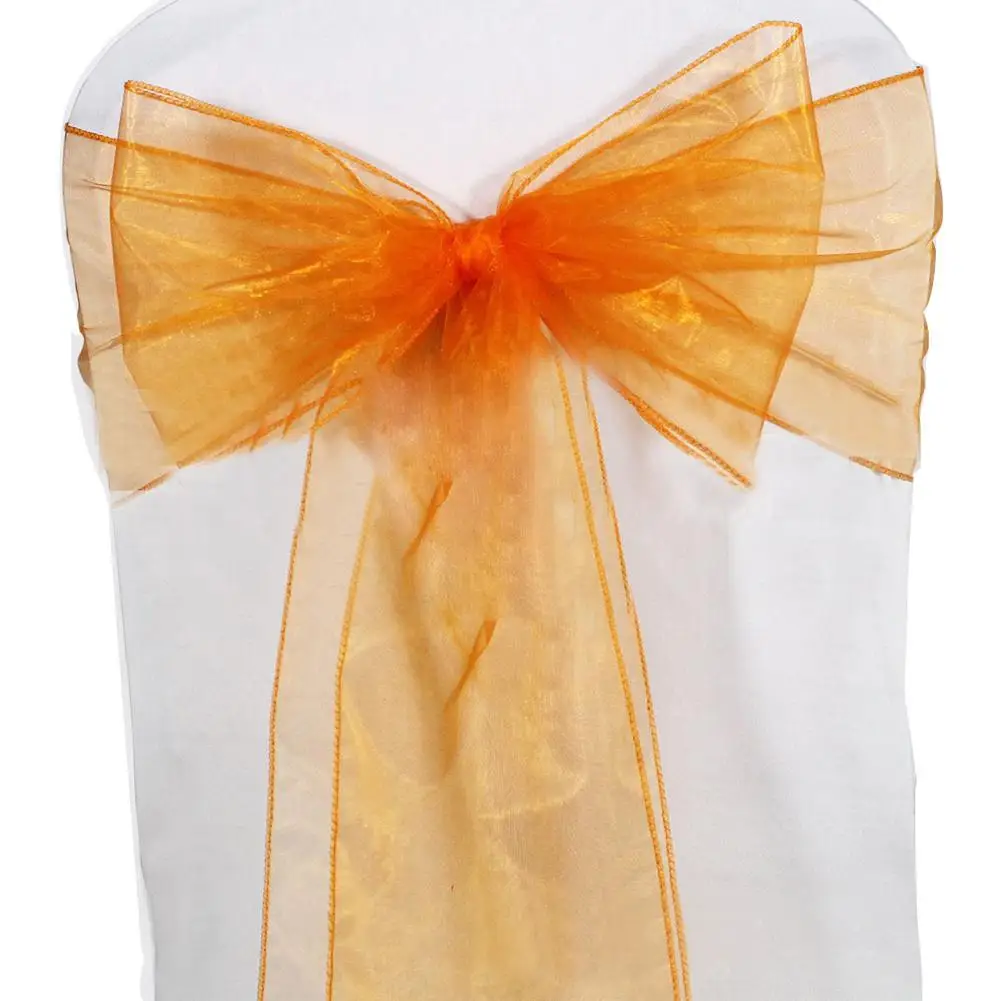 

HiMISS Imixcity Beautiful Organza Chair Ribbon Bows Sash for Wedding or Banquet Orange 10PCS