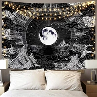 black landscape wall hanging decor psychedelic space mountain wave sunset mandala hippie tapestry wall carpet