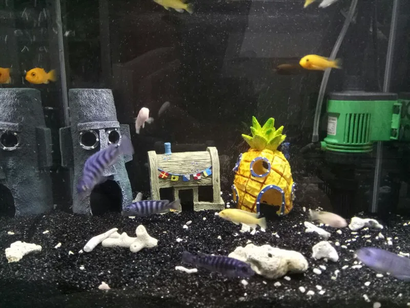 Маленький аквариум SpongeBob украшение дом в форме ананаса сквидворд Пасхальный Остров Украшение для аквариума Spongebob фигурки Декор