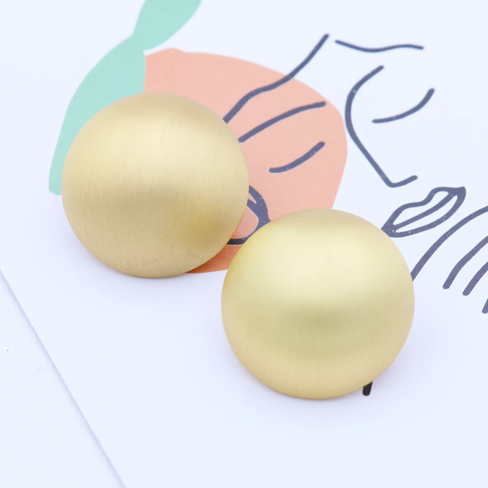 3CM New Fashion Gold Color Matte Metal Button Stud Earrings Minimalist Round Coin For Women Party Weddings Jewelry Gift | Украшения и