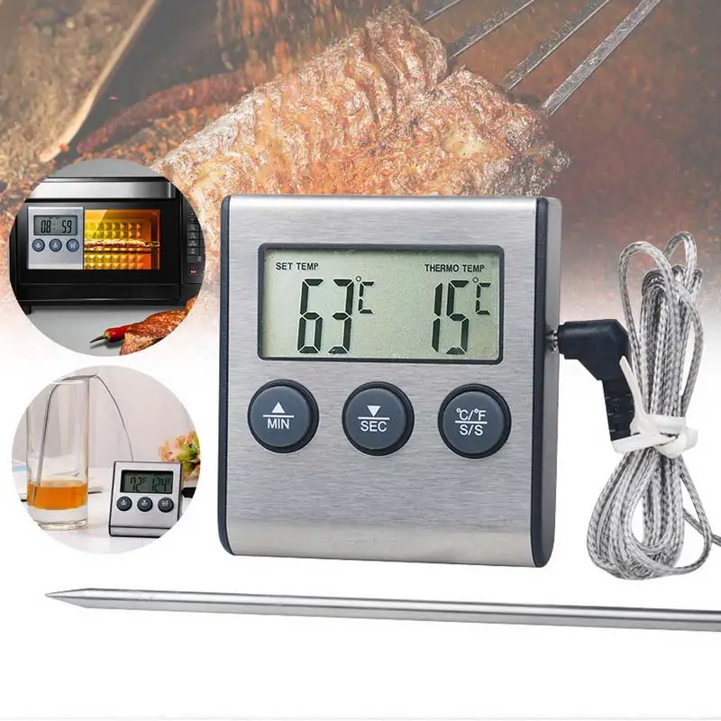 

Kitchen probe food thermometer oven probe meat thermometer timer for barbeque