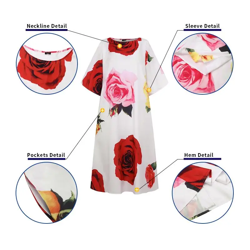 

Plus Size Sundress 2021 Women's Dress VONDA Autumn Spring Long Sleeve Floral Printed Long Dress Robe Femme Casual Vestidos
