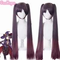 genshin impact mona cosplay 85cm long ink purple wig cosplay anime cosplay wigs heat resistant synthetic wigs halloween for girl