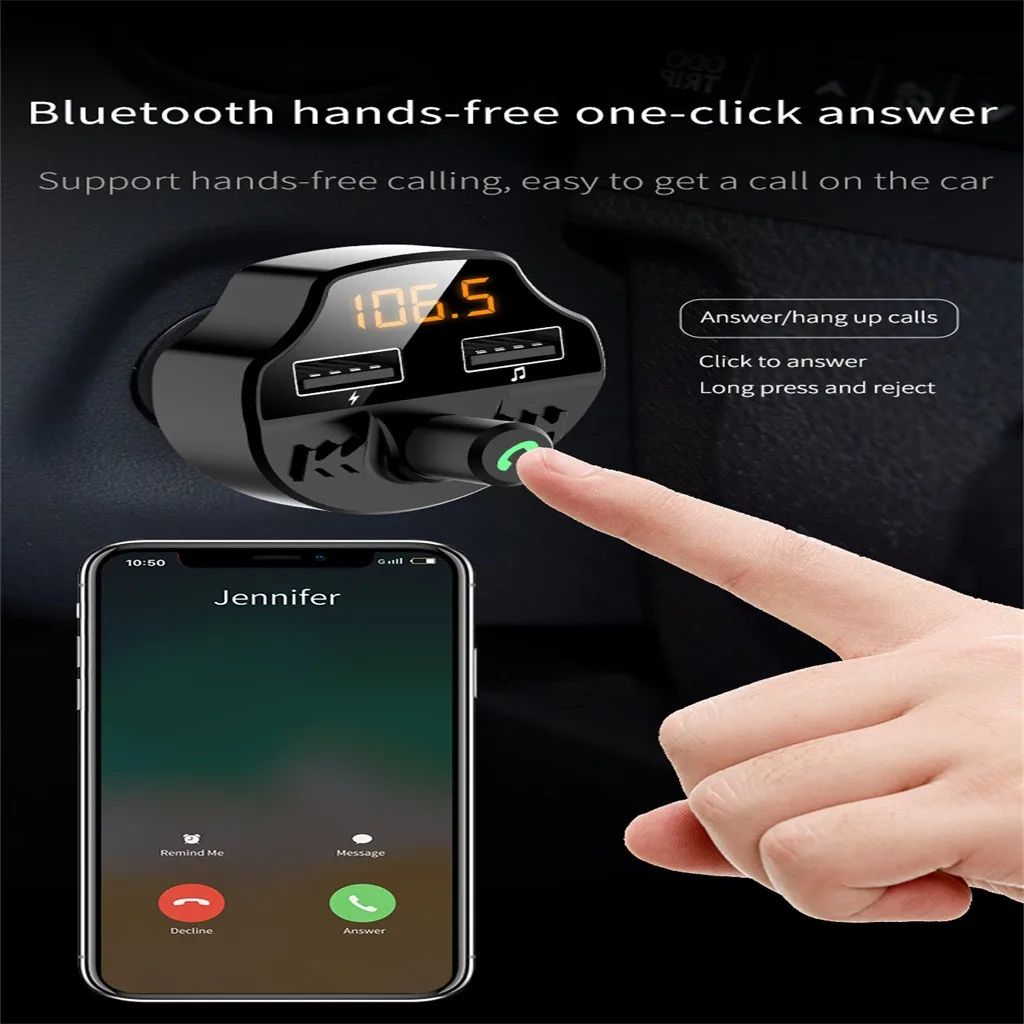 Двойной Usb Bluetooth громкой связи автомобильный комплект зарядное устройство fm-передатчик MP3-плеер T66 высокоскоростной Usb2.0 прикуриватель источник питания# P5
