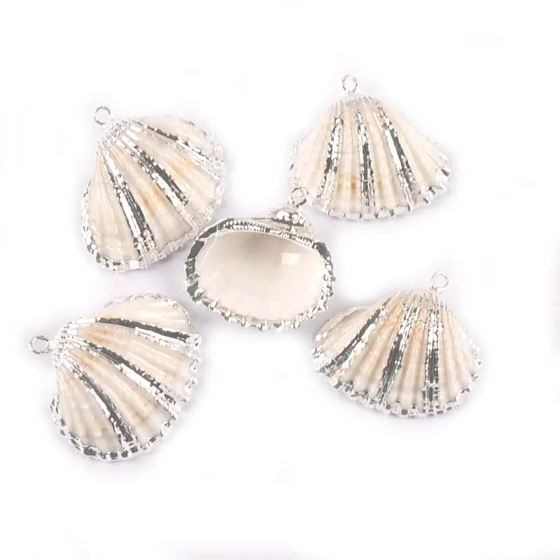 Смешанные натуральные раковины покрытые серебром для пляжного декора DIY кулон