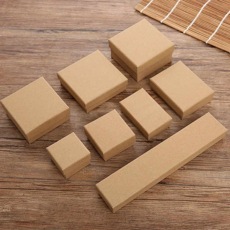 

Black Kraft Paper Jewlery Display Box for Bracelet Necklace Ring Earrings Jewelry Organza Packaging Gift Boxes for Jewellery