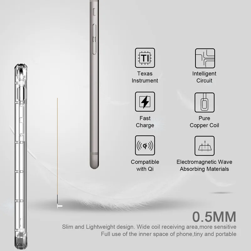 Ультратонкий беспроводной зарядный ресивер Qi модуль приемника Micro USB Type-C для IPhone