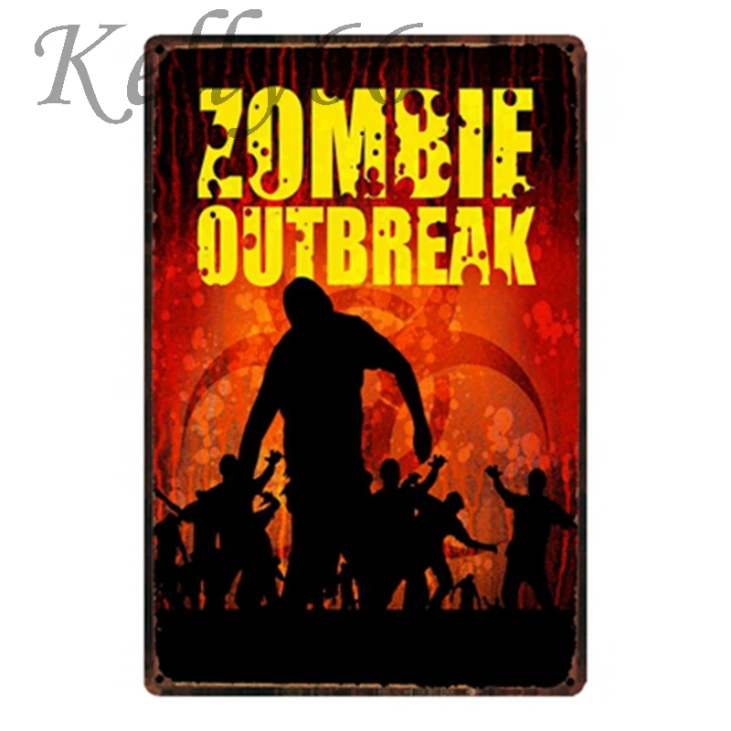 

[ Kelly66 ] Zombie Outbreak Keep out Metal Sign Tin Poster Home Decor Bar Wall Art Painting 20*30 CM Size y-1739