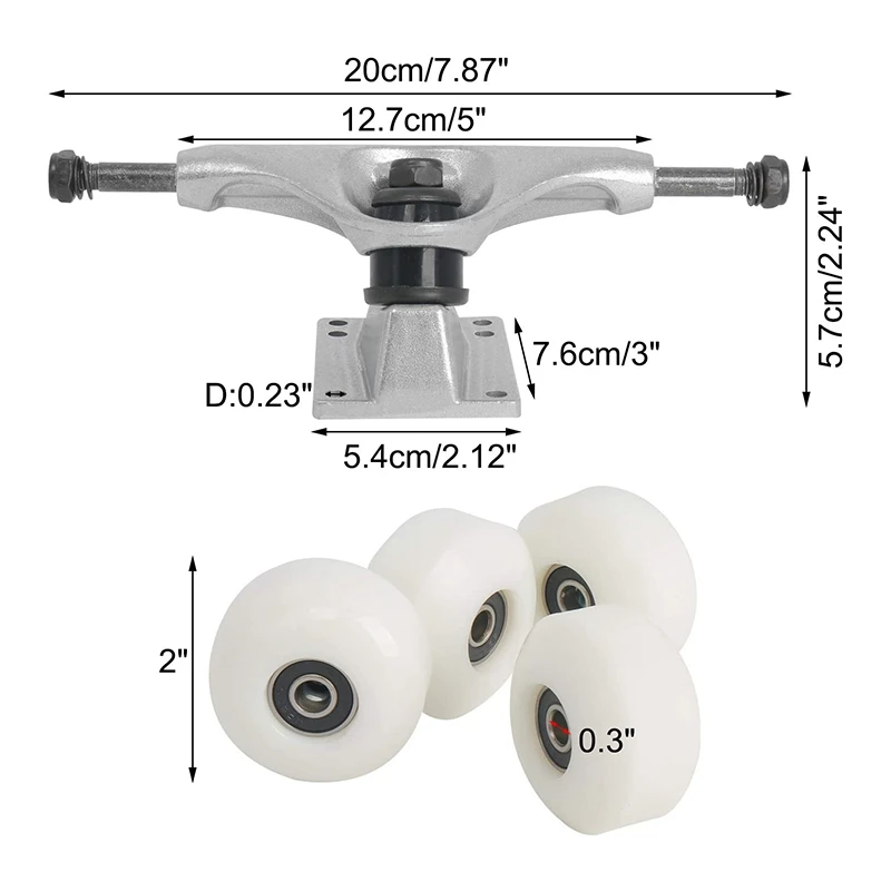 5 дюймов подвески для скейтборда с УФ-фильтр 52 мм колесами ABEC подшипники