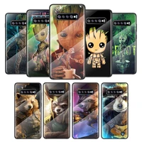 marvel raccoon groot for samsung galaxy s21 ultra plus 5g m51 m31 m21 tempered glass cover shell luxury phone case