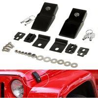 car accessories stainless hard hood lock assembly locking hood catch kit black for 2007 2018 jeep wrangler jk unlimited