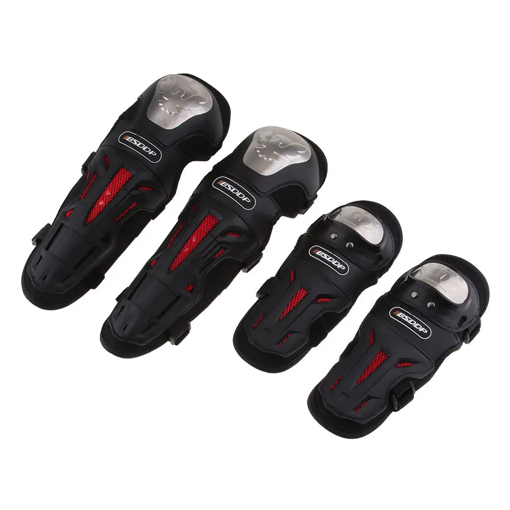 

Unisex 4Pcs/Set Black Motorcycles Knee Elbow Pads Protection Motobikes Racing Knee Shin Guards Protective Gear for Adults