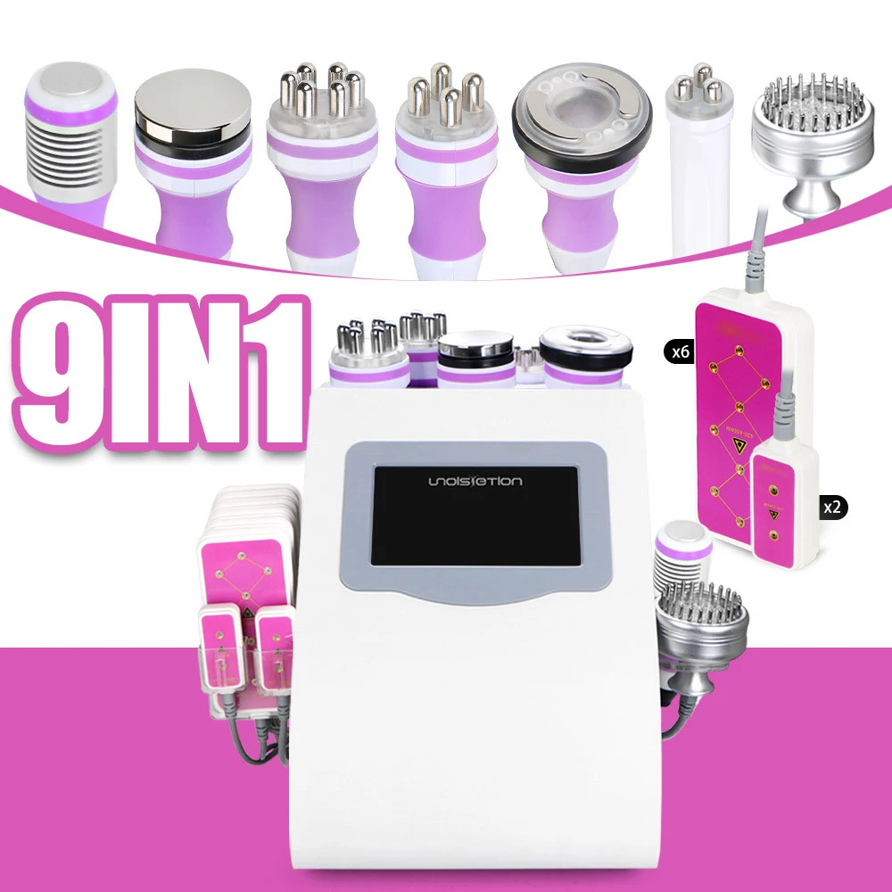 

Portable 9 In 1 40k Cavitation RF Equipment Radio Frequency Skin Tightening Facial Led Photon Slimming Beauty Machine