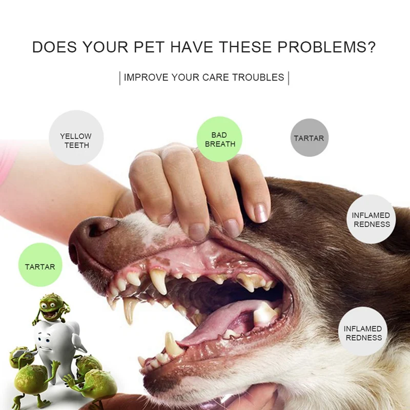 Силиконовая зубная щетка для домашних животных с длинной головкой собак кошек