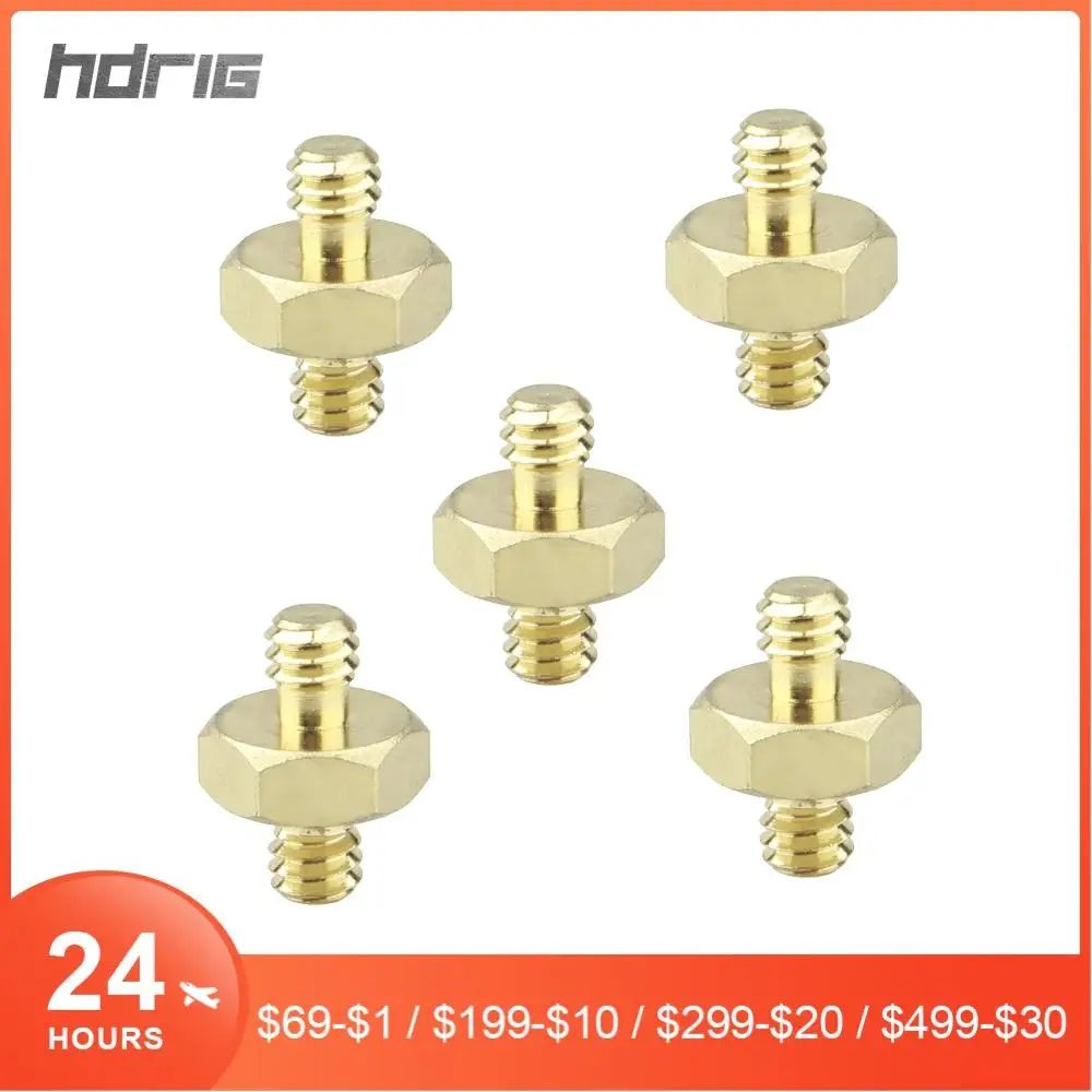 

HDRIG 5Pcs 1/4" to 1/4" Double Male Thread Adapter 1/4" Screw Adaptor Hex for DSLR Camera Tripod