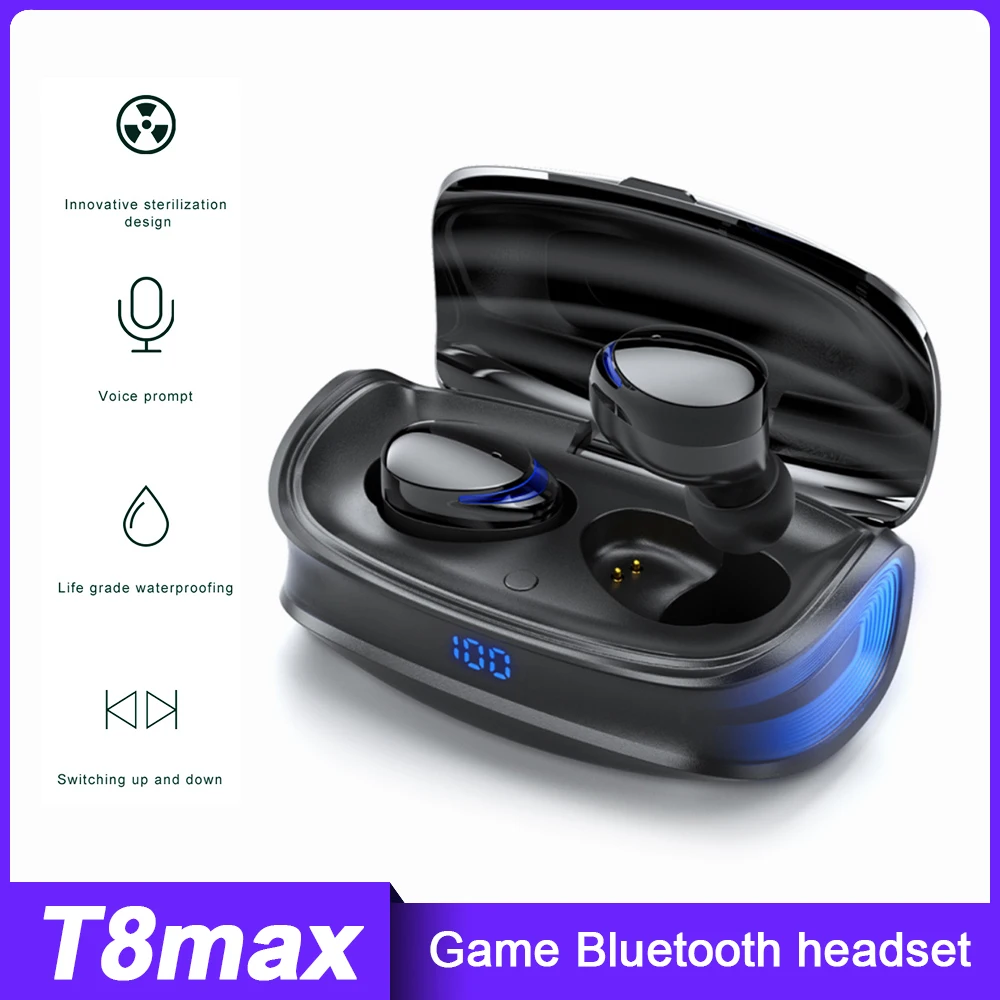 

Bluetooth 5.0 Earbuds Waterproof Game Wireless Headset with Microphone In Ear Headphones Sport Stereo Earphones
