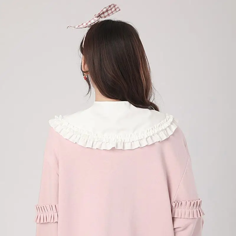 

Japanese Women Girls Lolita Doll Double Layer Ruffles Fake Collar Shoulder Wrap White/Black