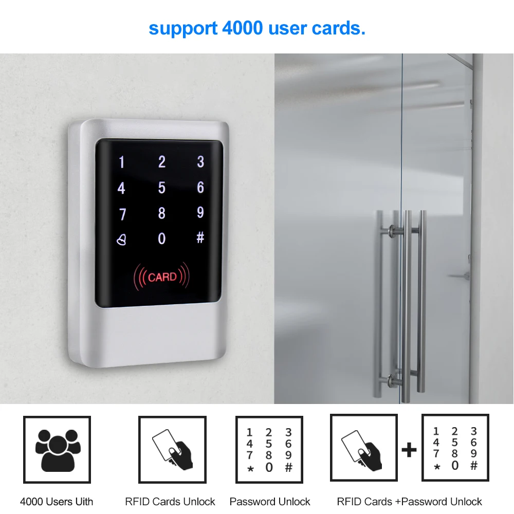 ip65 waterproof rfid keypad access control panel touch metal board 125khz13 56mhz smart reader for door access control system free global shipping