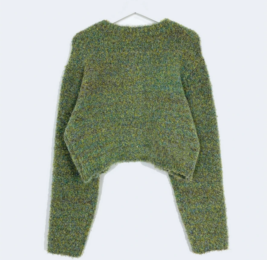 

Sannian Women Sweater Retro Variegated Round Neck Single-breasted Loose Warmth Thick Cardigan Sweater Jacket Women Clothes Tops