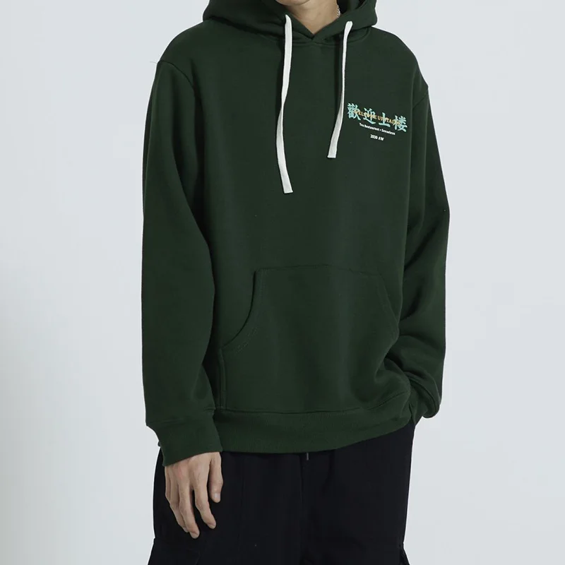 Мужская толстовка с капюшоном в стиле хип хоп китайскими персонажами пуловер