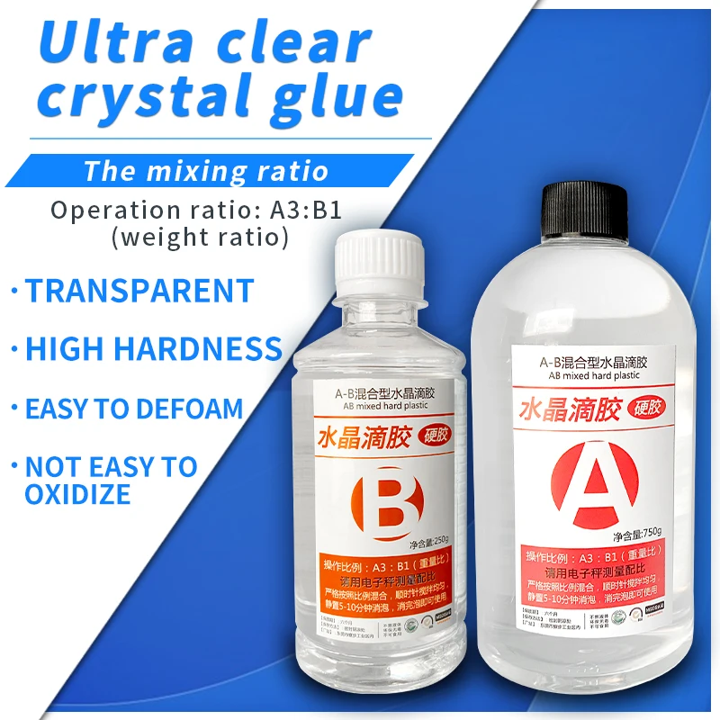 Прозрачная эпоксидная смола 1 кг высококлейкий адгезив 3:1 AB клей для речного