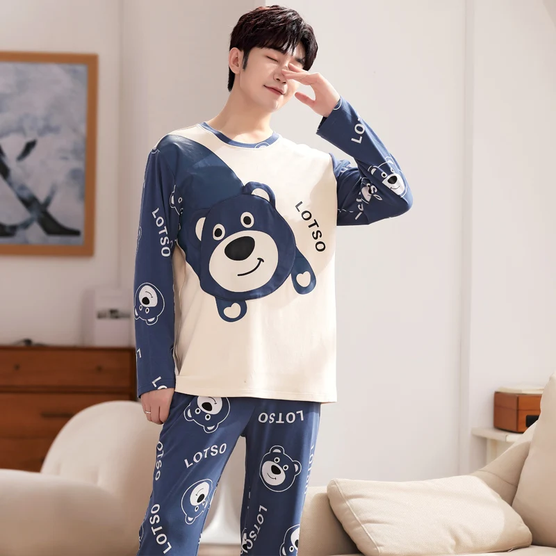 Новинка 100% осенне-зимние пижамные комплекты из 2021 хлопка с милым мультяшным