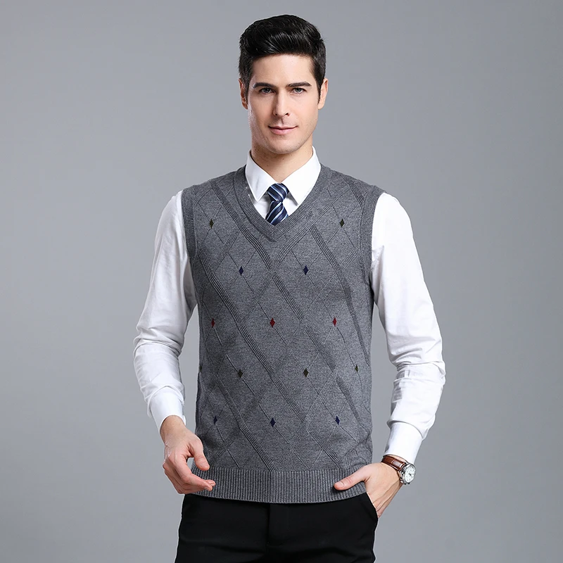 2019 мужской жилет свитера пуловеры повседневный стиль шерстяной вязаный свитер