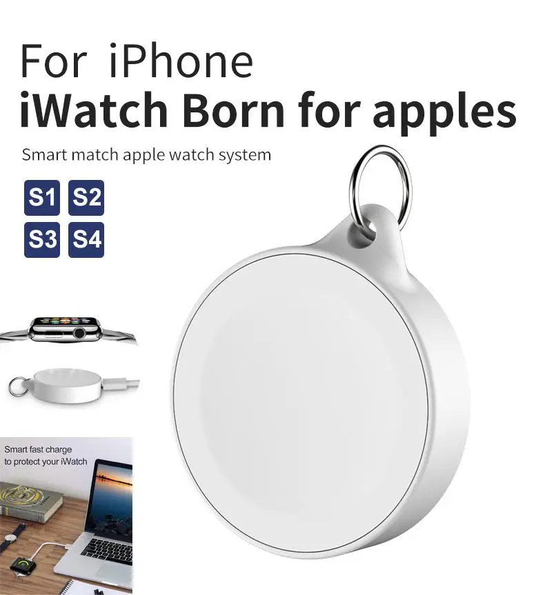 External Battery for Apple Watch 1 2 3 4 Wireless Charger Power Bank 700mah Portable Travel Outdoor QI Charging | Электроника