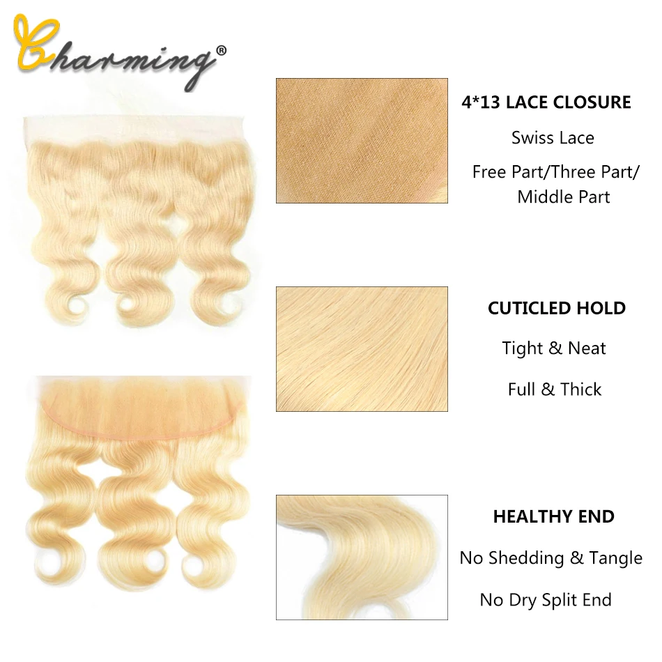 613 кружевные фронтальные волосы с детскими волосами блонд бразильские объемные