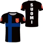 Финская футболка на заказ, футболки SUOMEN с флагом, эмблемой SUOMI, футболки с финским флагом, голубым крестом, футболка с персонализированным именем и номером