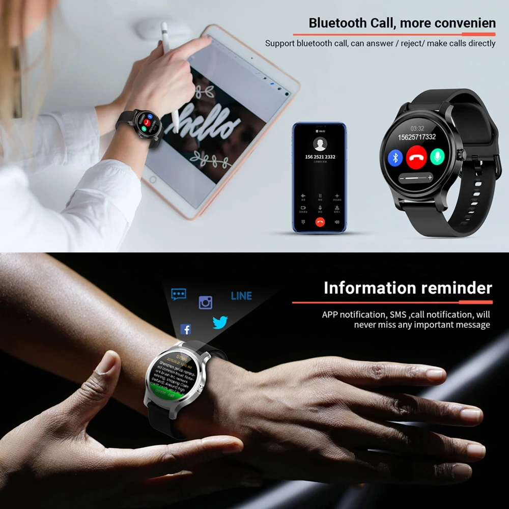 Умные часы Bluetooth для телефона с вызовом водонепроницаемый монитор сердечного