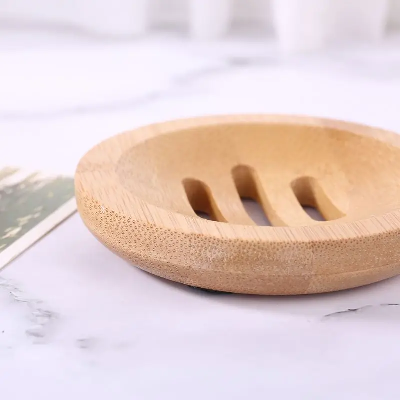 

Natural Wood Soap Tray Holder Round Shape Container Storage Bathroom Stand Rack wholesales