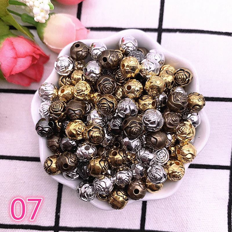 Бусины в виде цветочного шара бусины из АБС пластика с золотым/серебряным