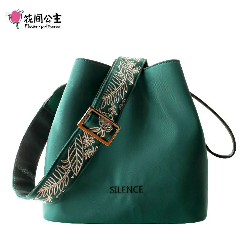 Сумка на плечо с цветочной вышивкой женская модная нейлоновая сумка ведро