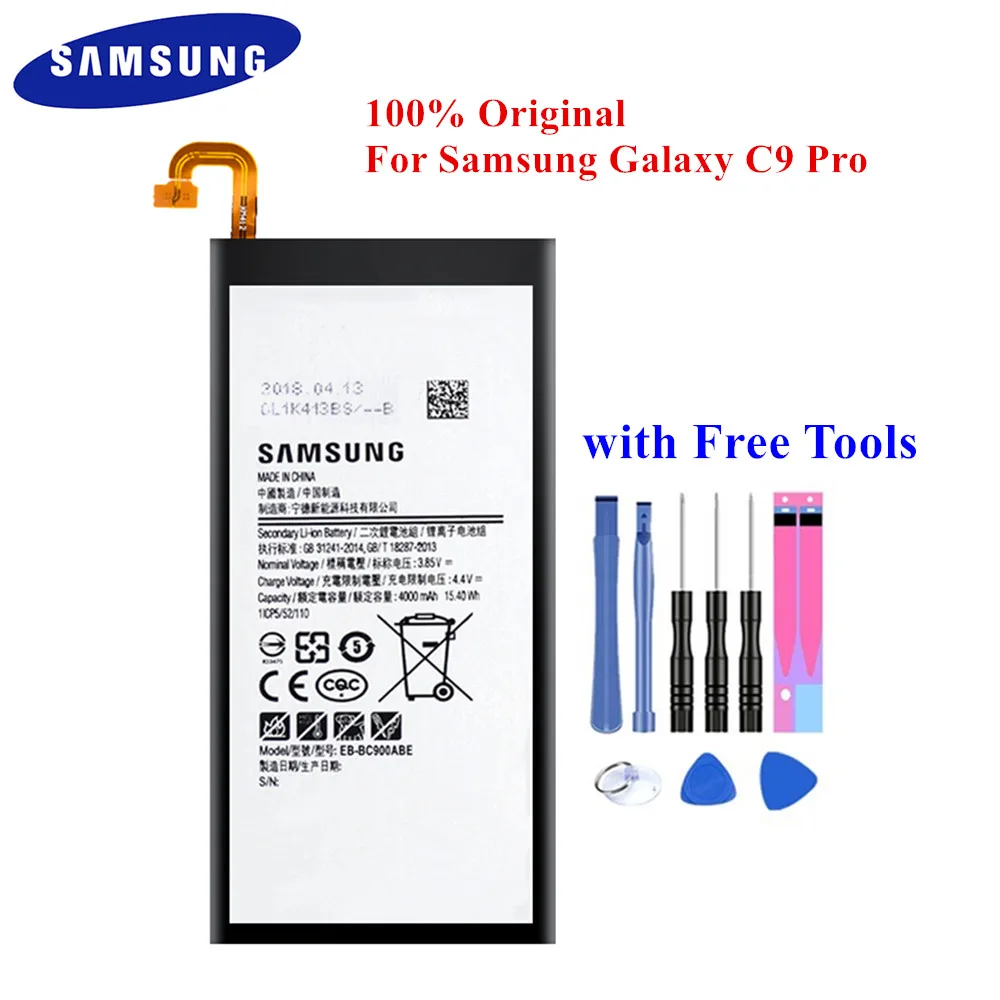 100% Оригинальный аккумулятор для Samsung Galaxy C9 Pro EB BC900ABE SM C9000 C900F 4000mAh Li Polymer Akku + Инструменты|Аккумуляторы