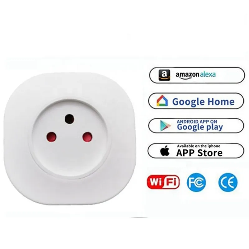 Умная вилка Tuya APP Alexa 16 А голосовое управление Google Wi-Fi работает с | Строительство и