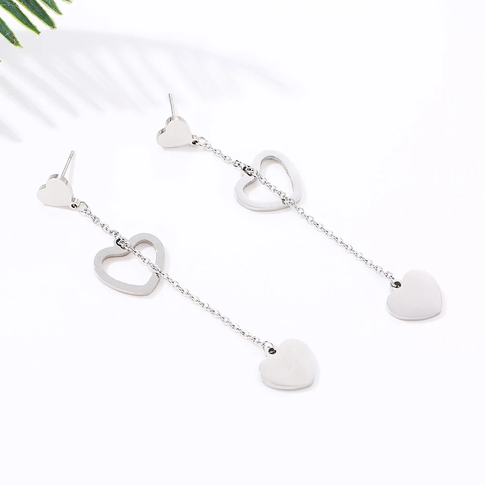 Корейские модные длинные геометрические серьги-кисточки в форме сердца серьги